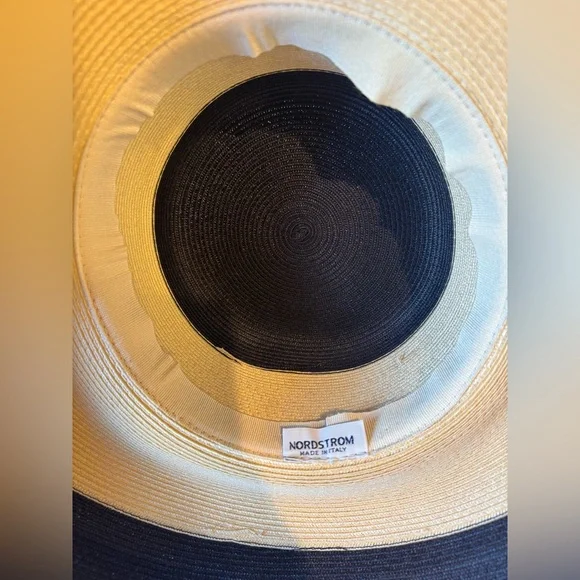 Nordstrom Black and Tan Raffia Hat Made in Italy - Picture 7 of 7